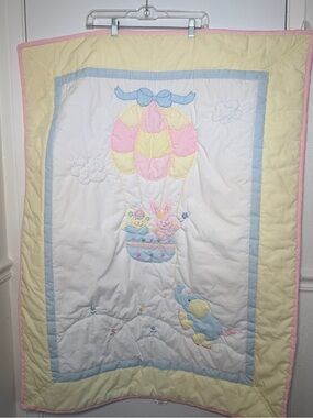 A Little Angel Baby Pastel Hot Air Balloon Quilted Blanket Vintage